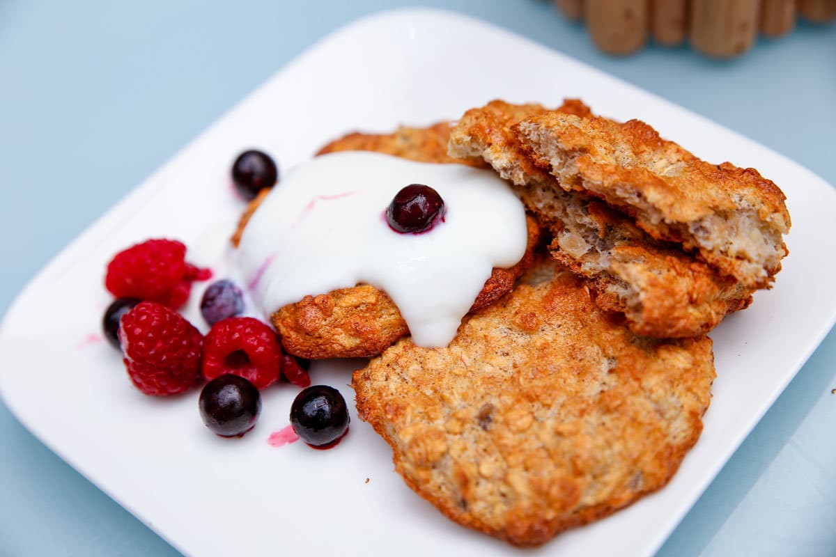 Bananen Haferflocken Pancakes ohne Zucker im Ofen