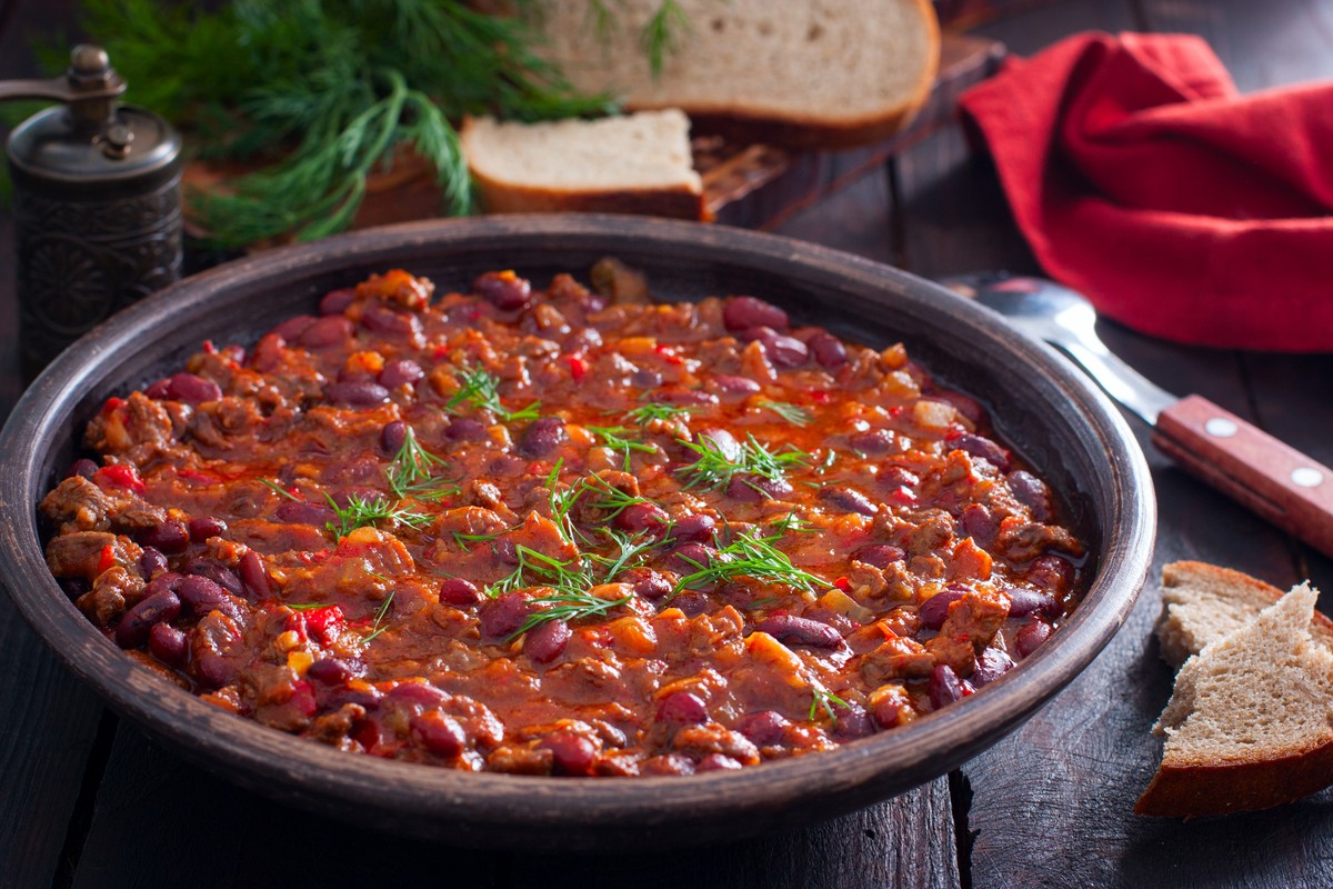 Chili con Carne mit Rindfleisch und Kidney Bohnen