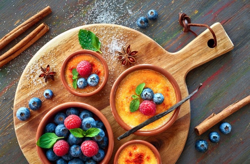 Creme Brulee Nachtisch mit Flambieren