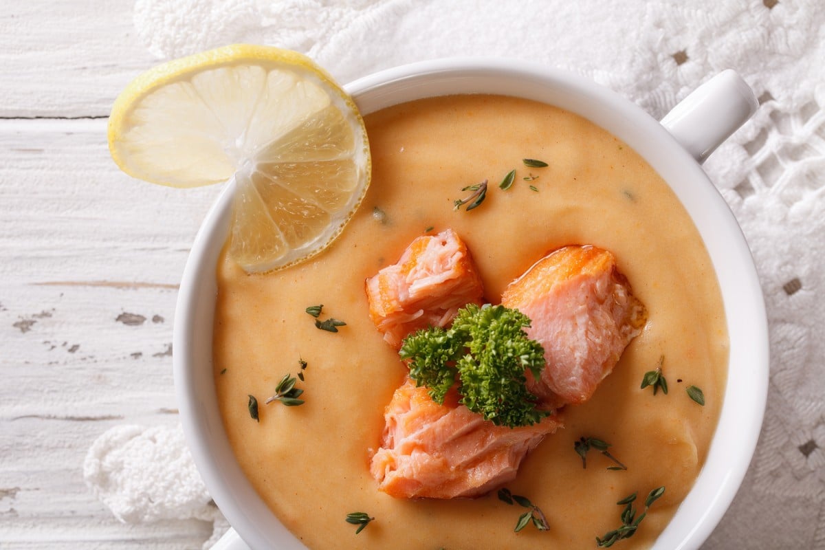 Cremesuppe mit Lachs