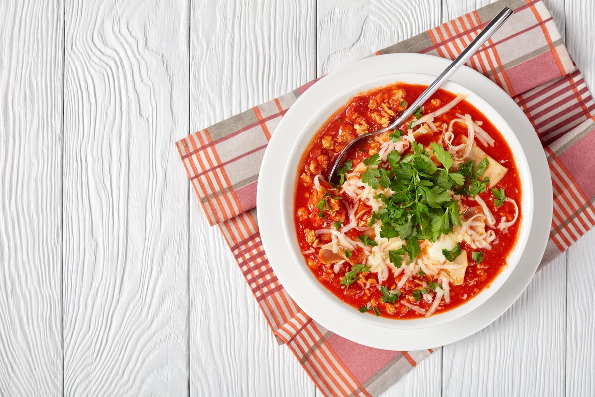 Cremige Lasagne Suppe mit Hackfleisch