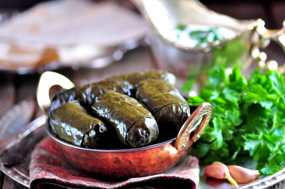 Dolma - Gefüllte Weinblätter mit Hackfleisch und Reis