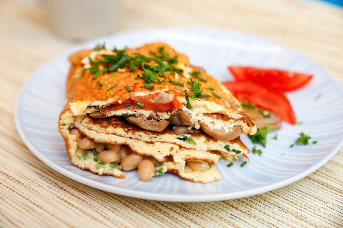 Eier Omelett mit Champignons