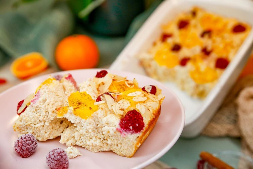 Einfacher Quarkauflauf mit Orangen