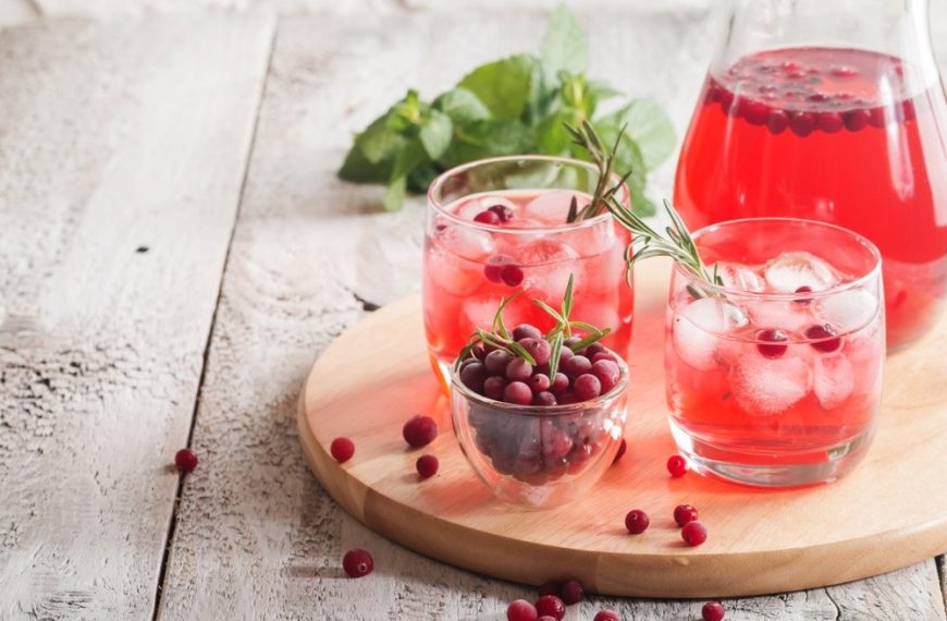 Erfrischende Limonade mit Preiselbeeren und Rosmarin