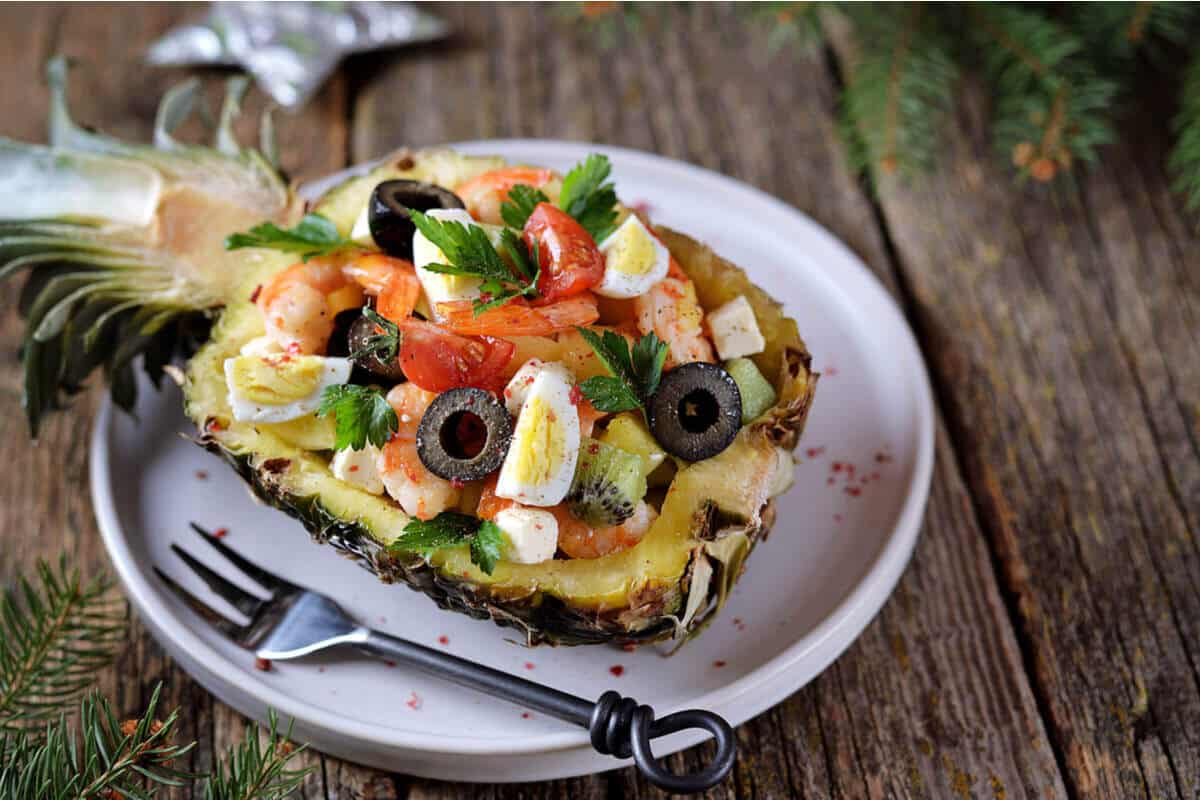 Festlicher Garnelensalat mit Kiwi