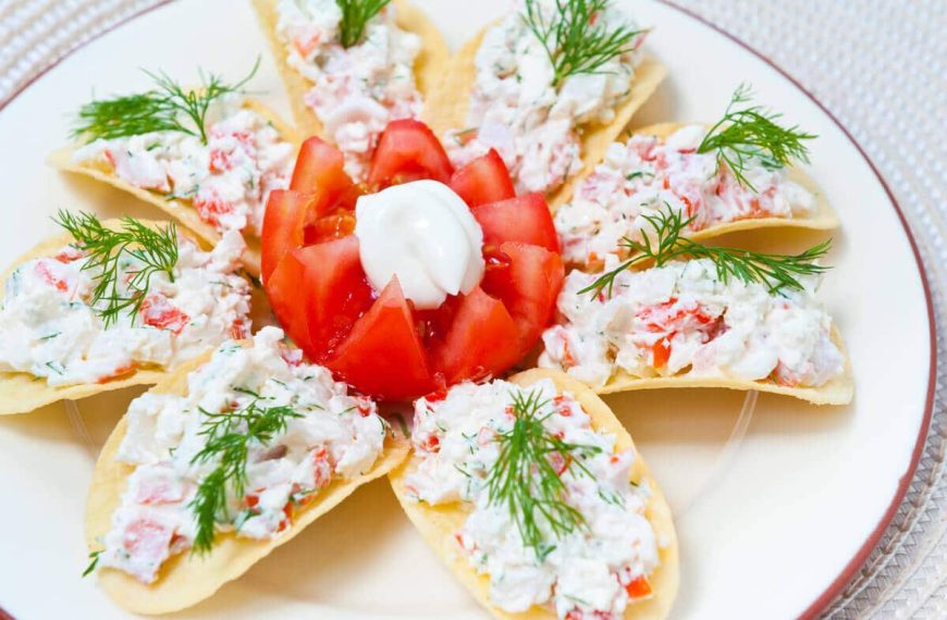 Fingerfood mit Chips und Krabbensalat – Kalte Partysnacks mit Krabben