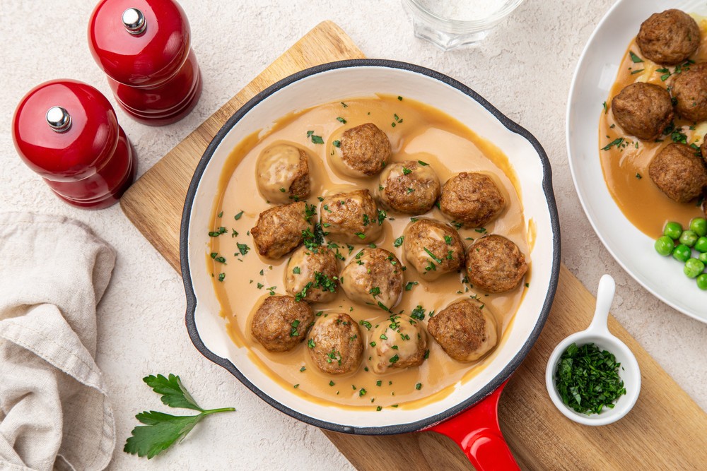 Fleischbällchen in Weinsoße aus dem Ofen