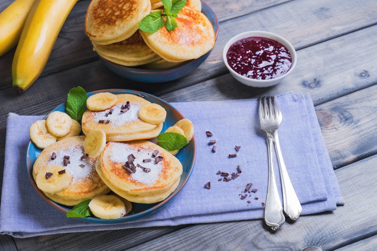Fluffige Bananen Pancakes zum Frühstück