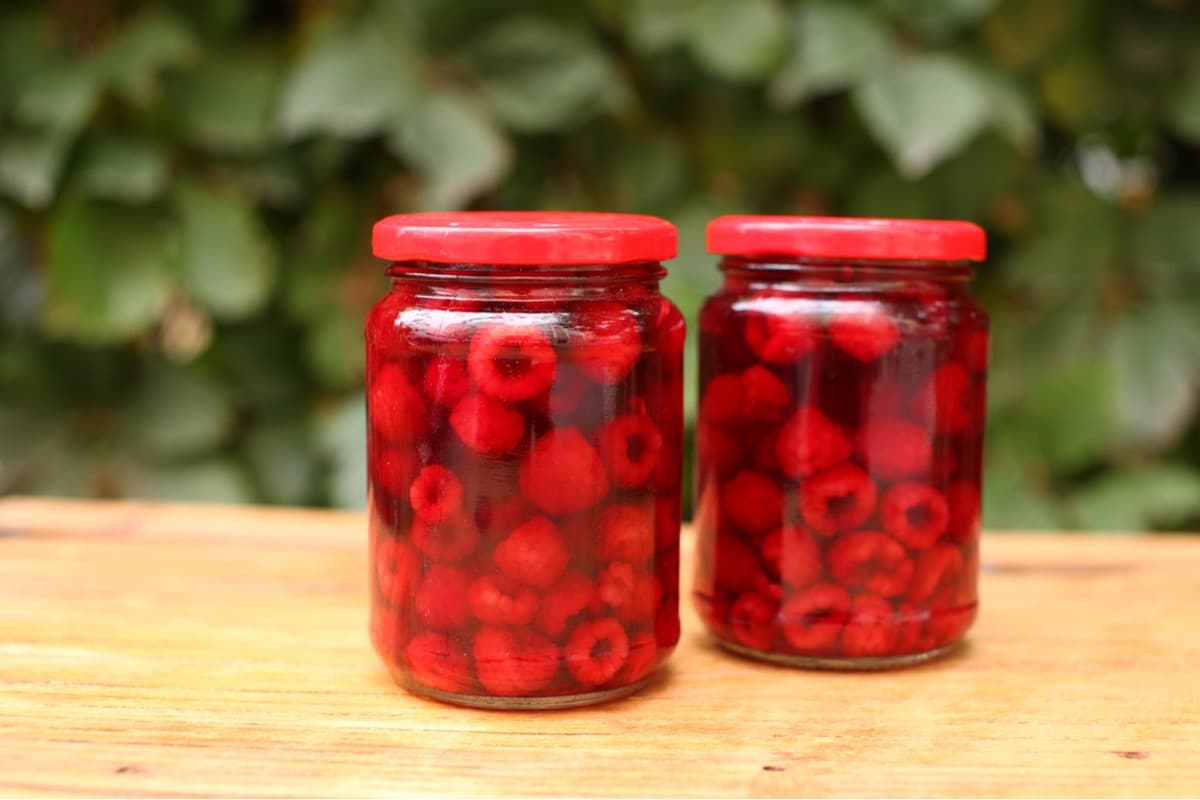 Frische Himbeeren für den Winter einkochen