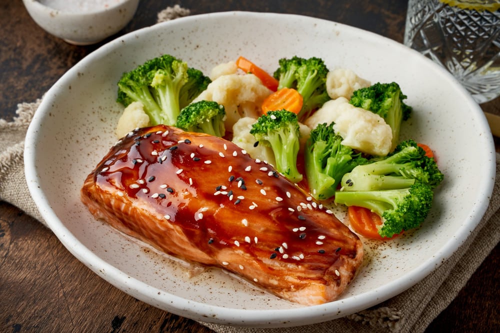 Gebackener Lachs mit Teriyaki Sauce