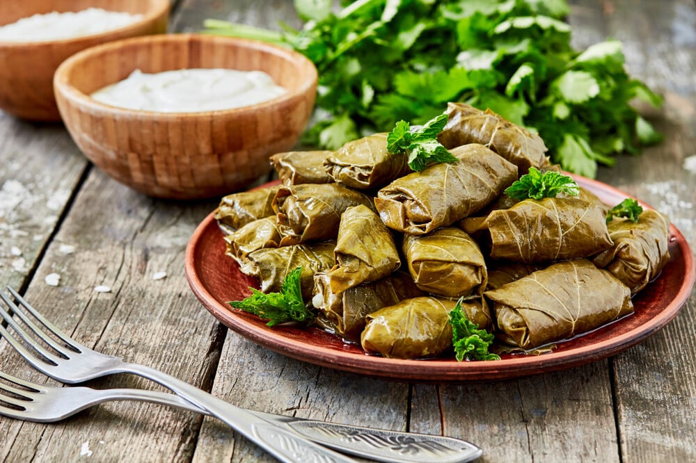 Gefüllte Dolma Weinblätter mit Reis