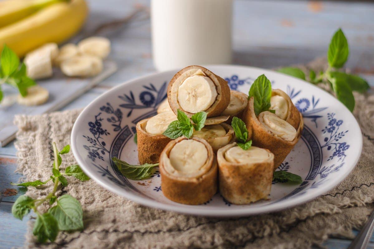 Gefüllte Pfannkuchen mit Bananen und Nutella