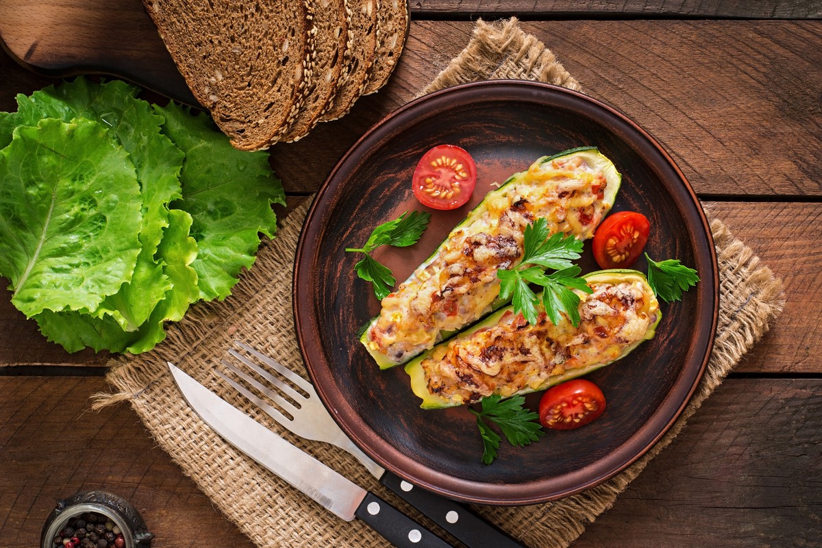 Gefüllte Zucchini mit Garnelen