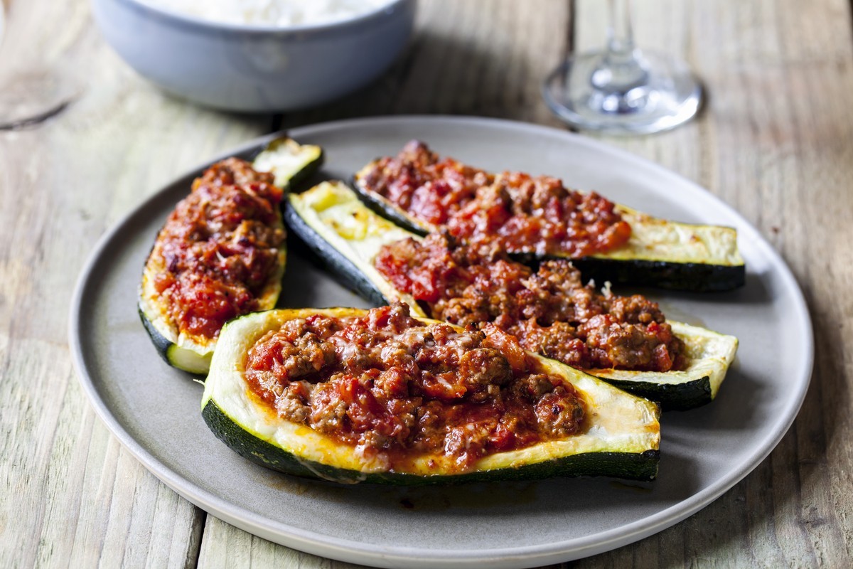 Gefüllte Zucchini mit Lammfleisch