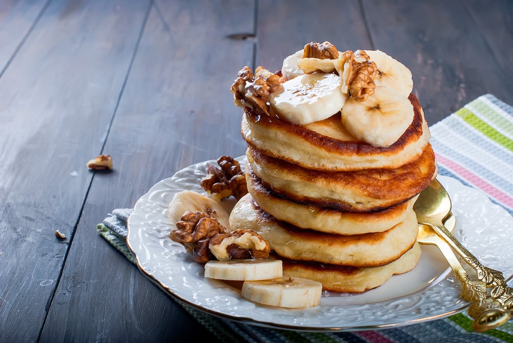 Gesunde Bananen Pancakes mit Buttermilch Teig