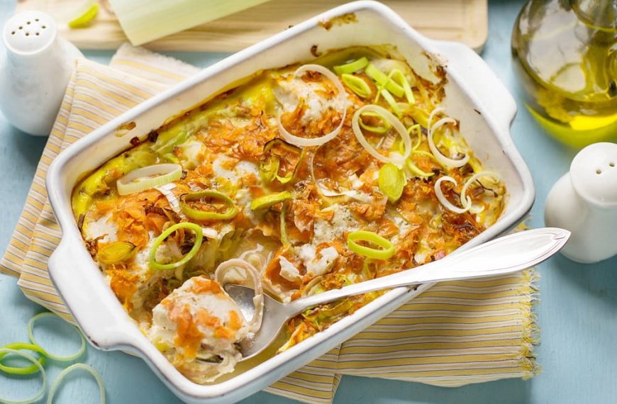 Gratin mit Kabeljau und Kartoffeln im Backofen