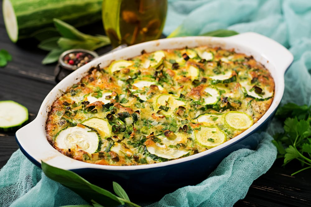 Kartoffel Zucchini Auflauf mit Ziegenkäse und Parmesan