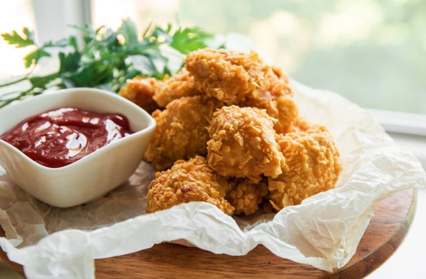 Knusprige Hähnchen Nuggets in Kartoffelchips Panade
