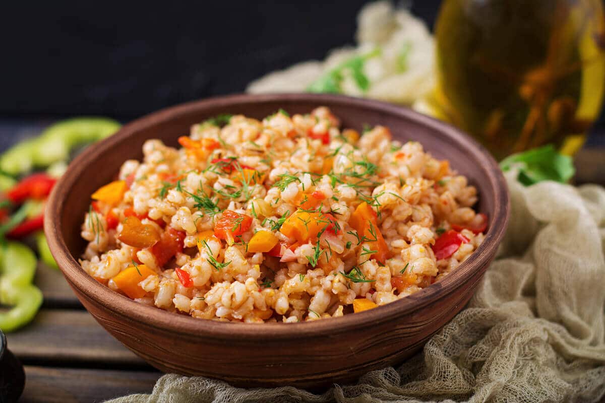 Perlgraupen Brei mit Paprika