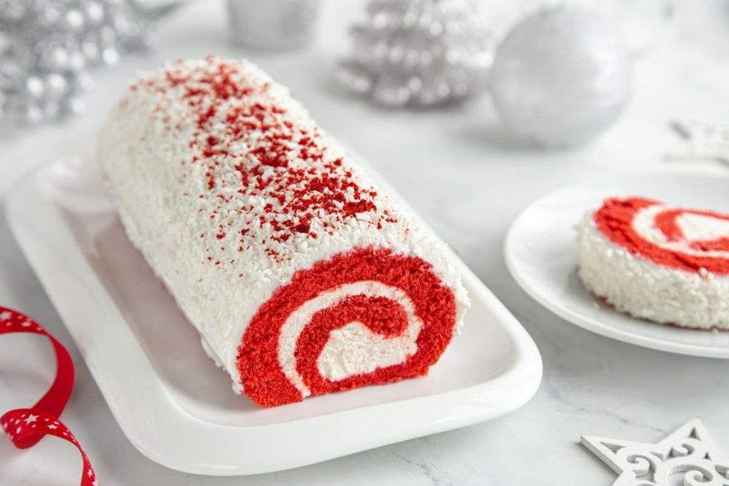 Red Velvet Rolle mit Frischkäsecreme