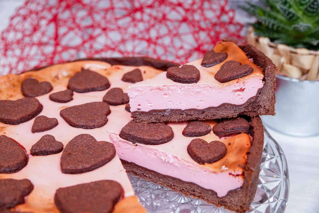 Russischer Zupfkuchen mit Herzen – Käsekuchen zum Valentinstag