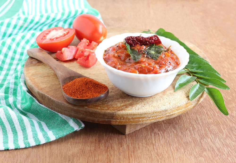 Scharfe Tomaten Chutney mit Ingwer