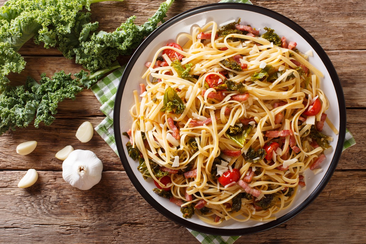 Schnelle Pasta mit Grünkohl