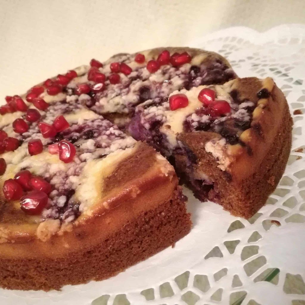 Schokokuchen mit Heidelbeeren und Quarkguss Schokokuchen mit Heidelbeeren und Quarkguss