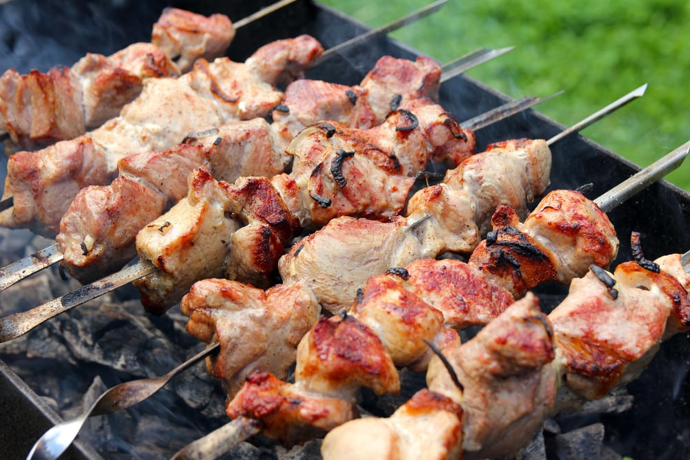 Schweine Schaschlik in Weißwein Marinade