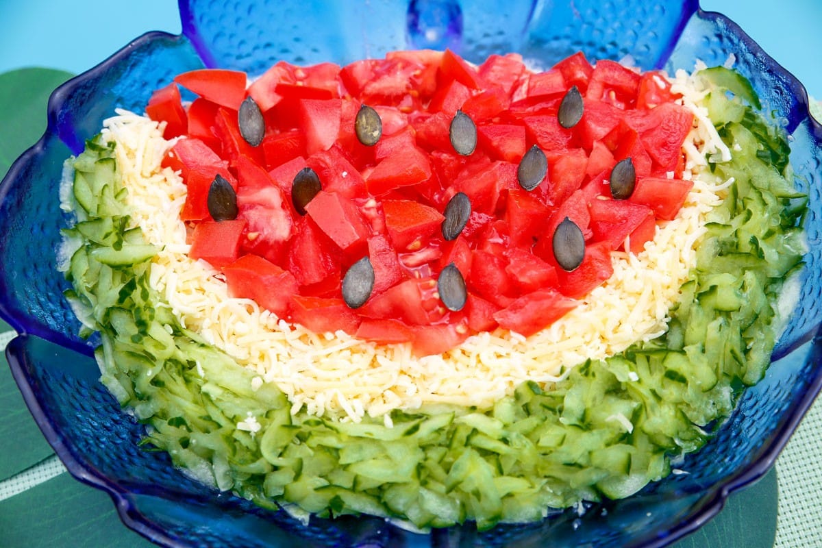 Sommersalat Wassermelone mit Gurken