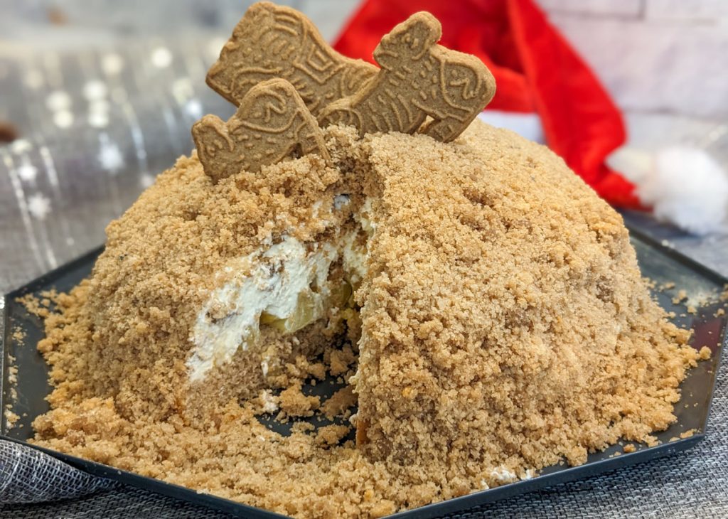 Spekulatius Maulwurfkuchen mit Bratapfel und Sahnecreme