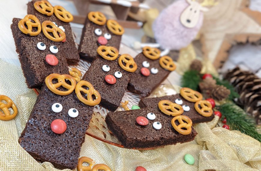 Süße Brownies Rentiere zu Weihnachten