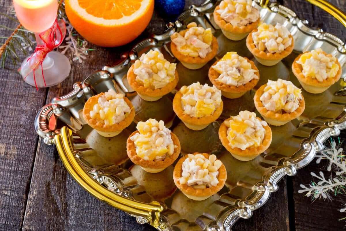 Tartelettes mit Hähnchen und Orangen für Silvester