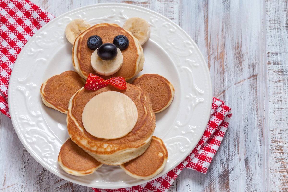 Teddy Bär Pancakes für Kinder zum Frühstück