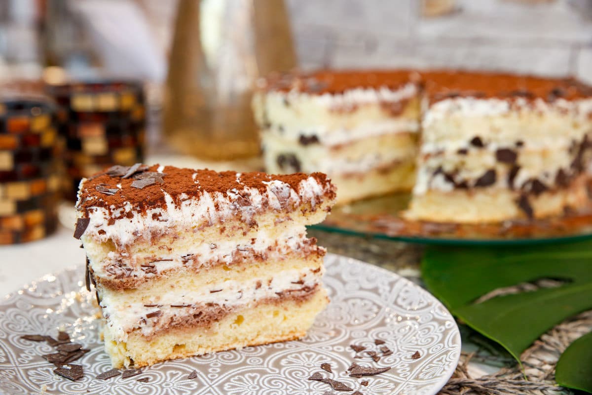 Tiramisu Torte mit Stracciatella Creme ohne Alkohol