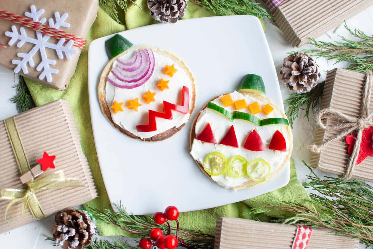 Tortilla Snack mit Gemüse zu Weihnachten