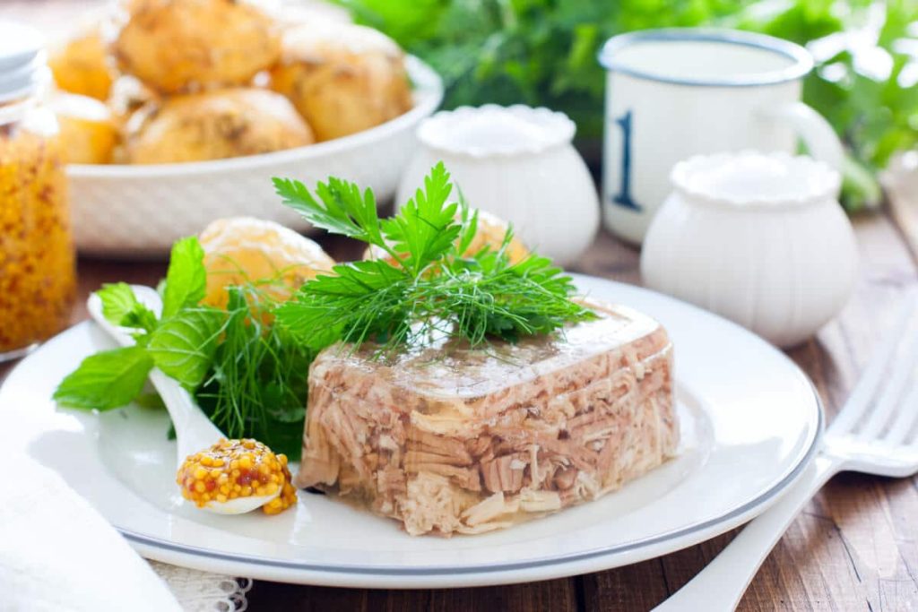 Truthahn Sülze mit Zwiebeln