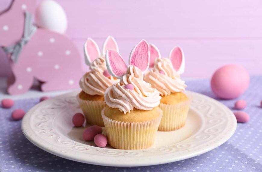 Vanille Muffins Osterhasen mit Marshmallows – Backen zu Ostern
