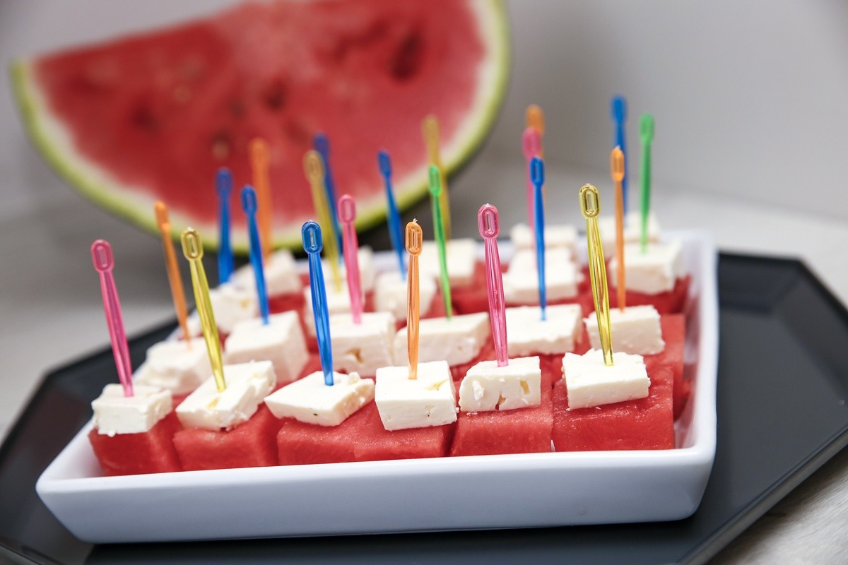 Wassermelonen Snack mit Feta Käse