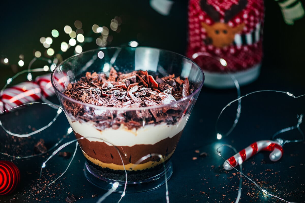 Weihnachtsdessert mit Schokolade