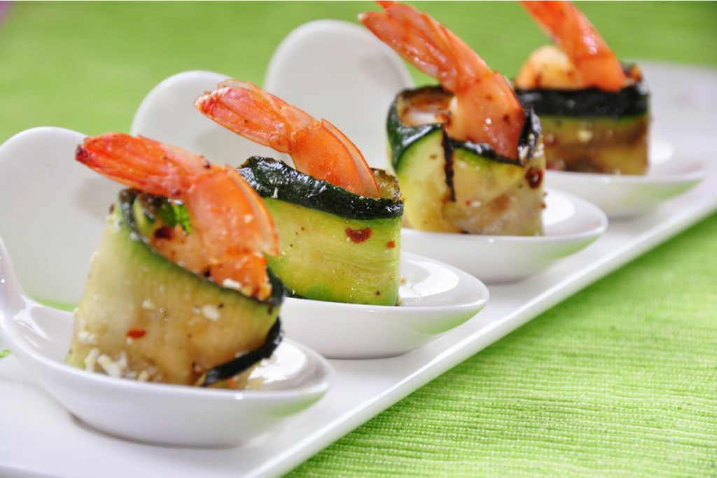 Zucchini Snack mit Garnelen