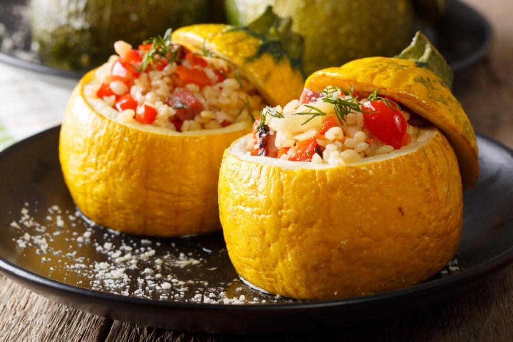 Gefüllte Zucchini mit Tomaten und Bulgur Vegetarischer Genuss