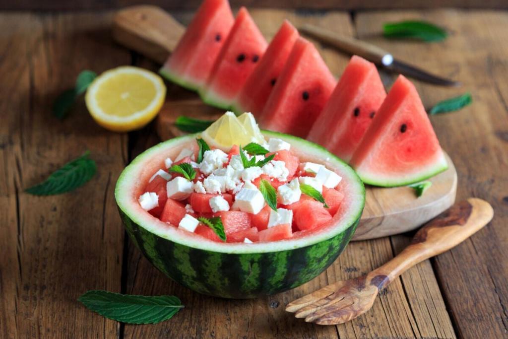 Melonen-Salat mit Feta und Minze Sommerliche Frische