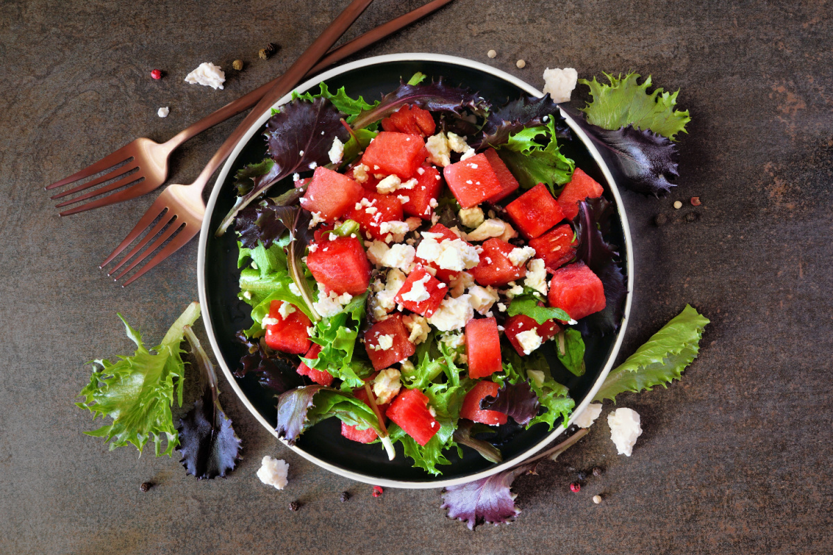 Kulinarischer Sonnenschein Erfrischender Melonen Feta Salat