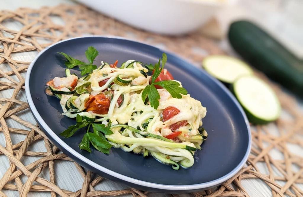 Fetuccini Nudeln mit Garnelen in Béchamel Sahnesauce