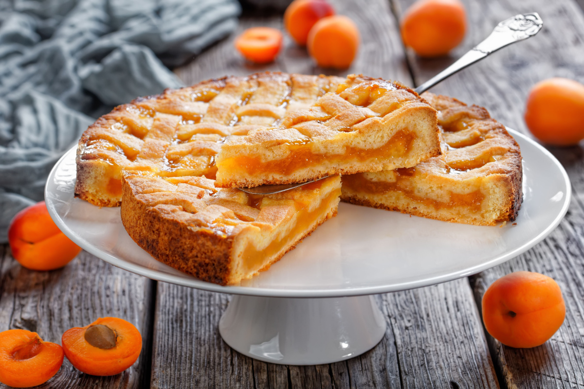 Köstlicher Aprikosenkuchen mit Gittermuster