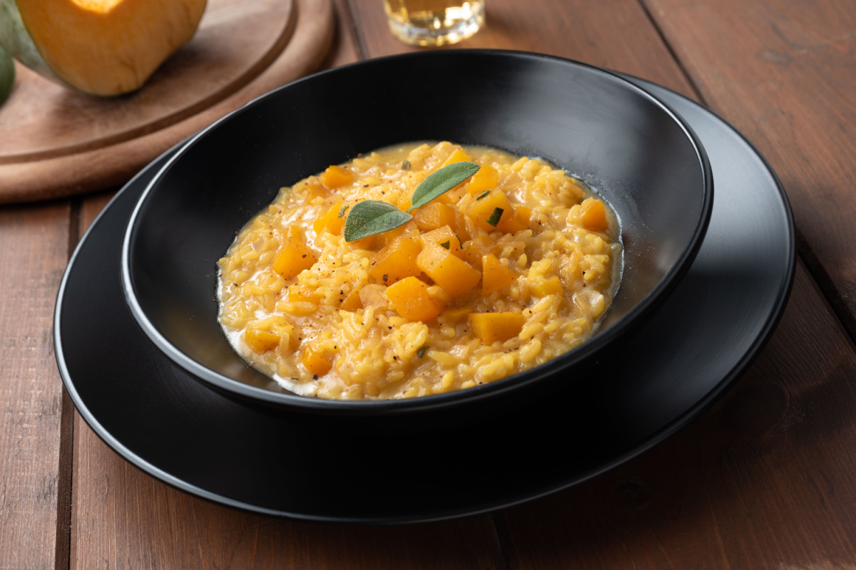 Kürbisrisotto mit Knoblauch und Parmesan