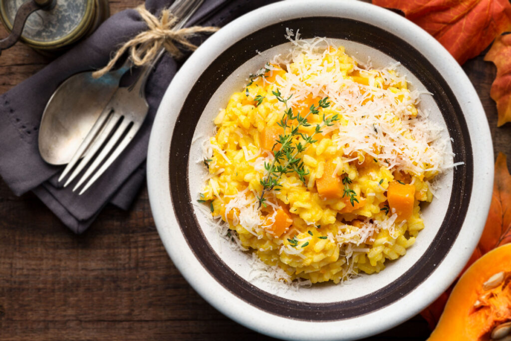 Herbstliches Kürbisrisotto mit Parmesan und Thymian