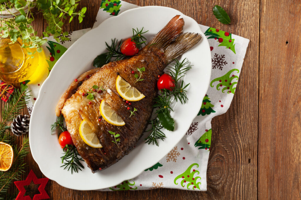 Karpfen mit Zitrone zu Weihnachten
